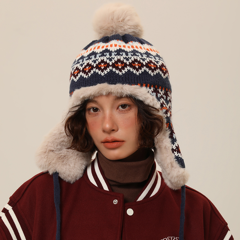 Hat Women's Winter Knitted Warm and Cold Resistant with Thickened, Autumn and Winter Warm Knit Scarf, Female Couple, Student Hat