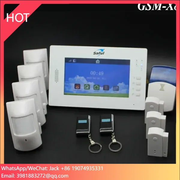7 inch colour touch screen house wireless monitored alarm system auto dial GSM/PSTN burglar alarm