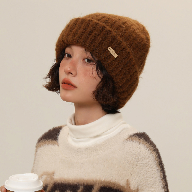 Wool Knitted Hat for Men and Women in Autumn and Winter, Warm and Cold proof, Small Face Showing, Hairline Hat