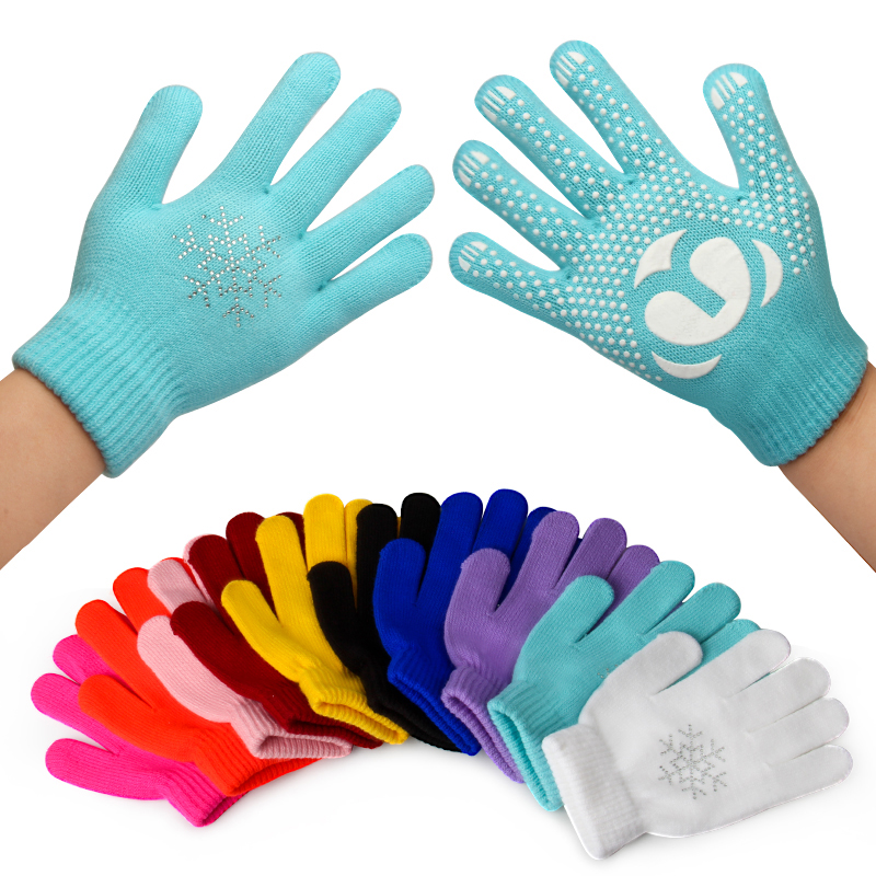 Skating Gloves Anti Slip Hot Stamping Children's Adults Thick Figure Skating S/M/L Thick Ice Skates Adhesive Dot Skate Gloves
