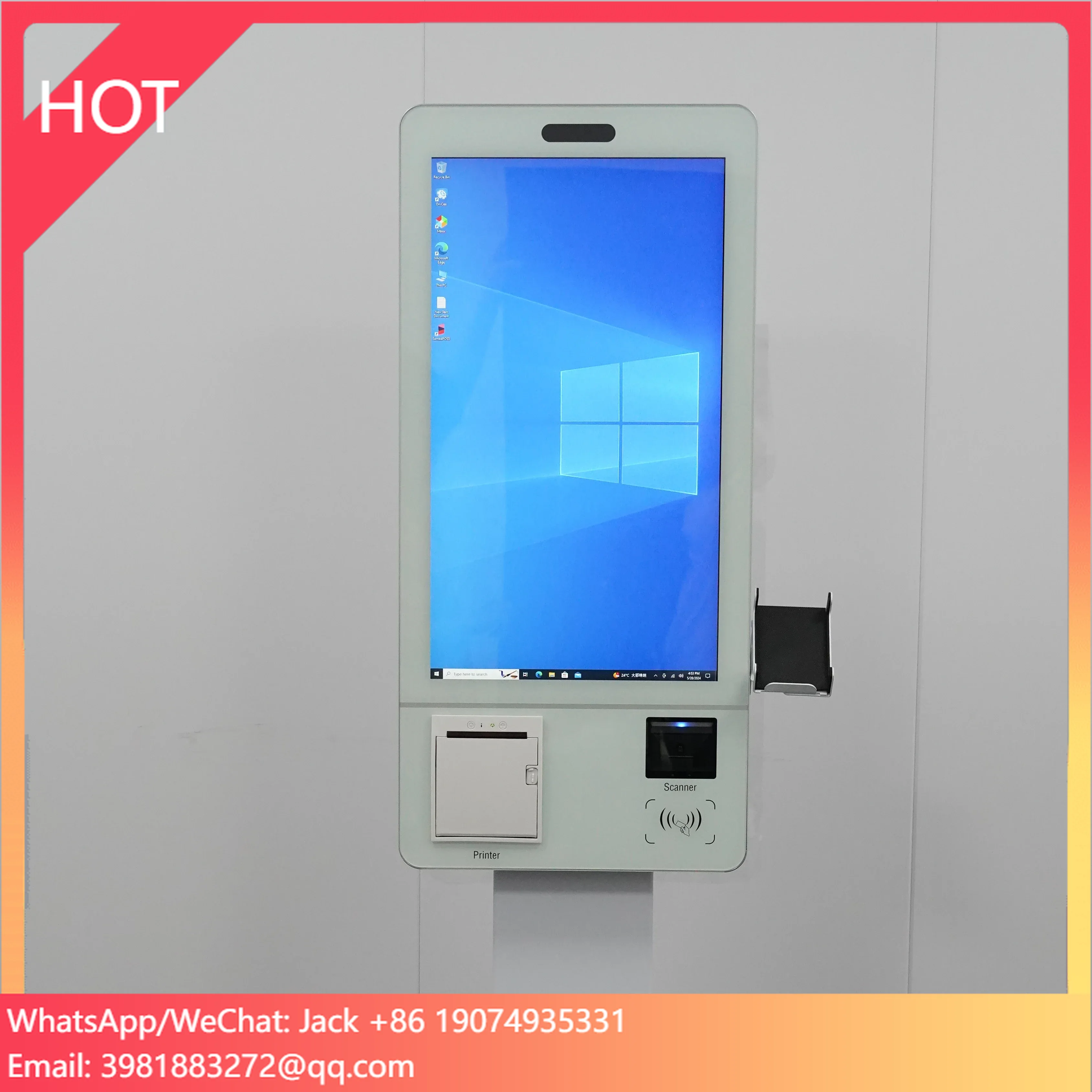 24 Inch Self-service Ordering Machine Touch Screen Fast Food Payment Pos System All In One Self-order Kiosk