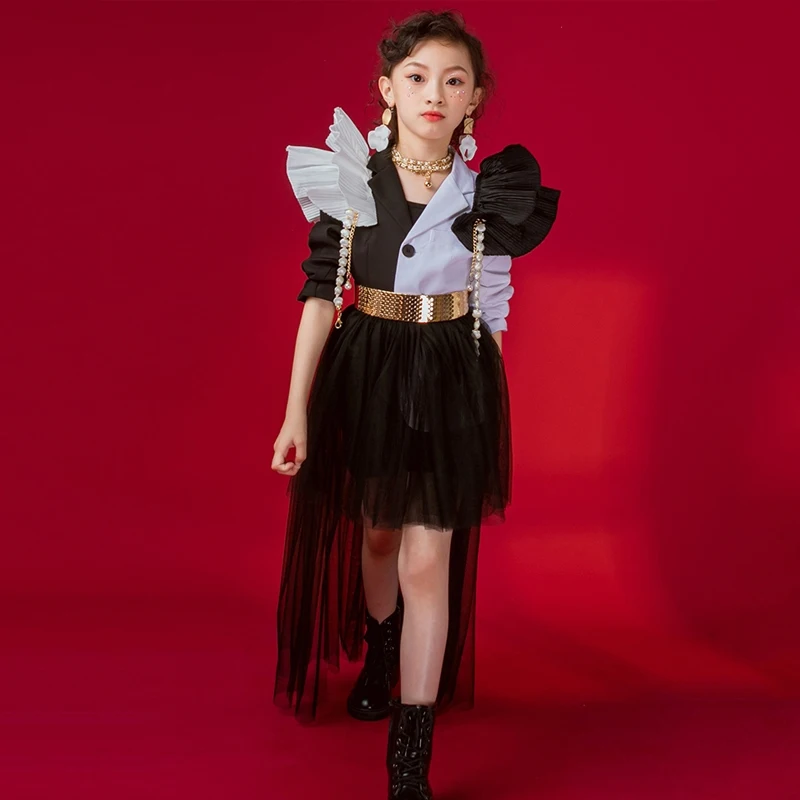 Kids Hiphop Jazz Dance Performance Costume Girls Ballroom Dance Outfits Children'S Kpop Clothing Stage Catwalk Wear