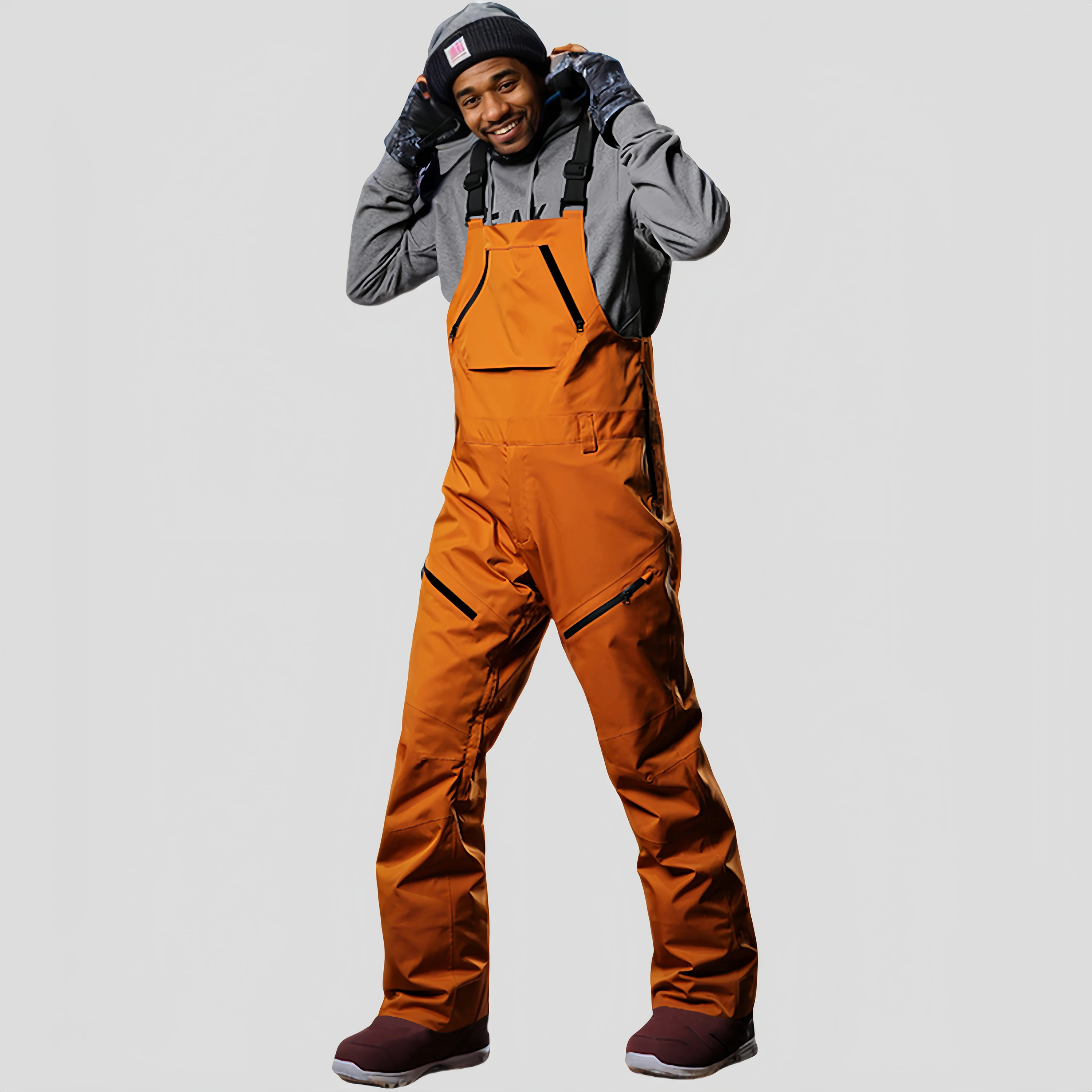 Winter New Skiing Pants Men Loose Ski Overalls Outdoor Waterproof Windproof Snow Trousers Snowboard Sport Strap Pants Clothing