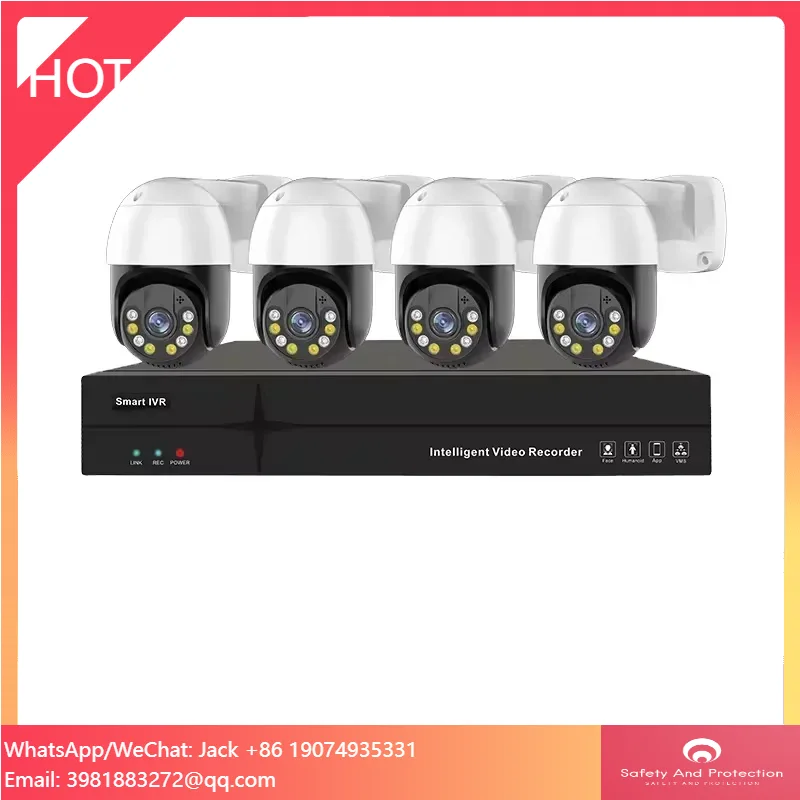 4 Channel 3MP/5MP Dome IP Camera Set With Two-Way Audio Rotating CCTV System, Waterproof 4K POE NVR Kit