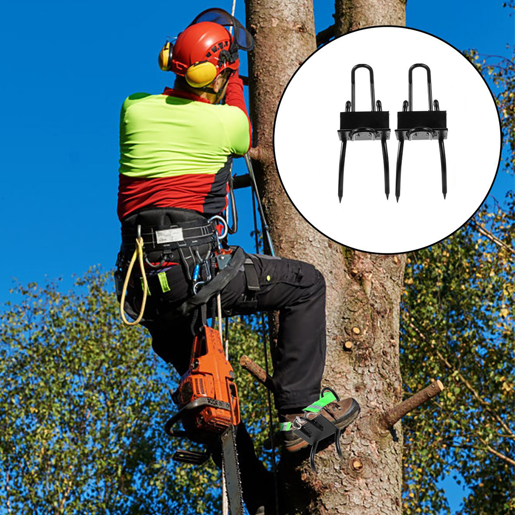 HighQuality CarbonSteel AntiSlip FootStraps DurableTree ClimbingSpikes Black MultipurposeApplication ThickenedFoot Plate