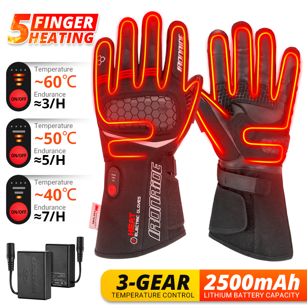 Waterproof USB Rechargeable Electric Heated Gloves Women Men Touchscreen Thermal Motorcycle Gloves Heated for Motorbike Skiing
