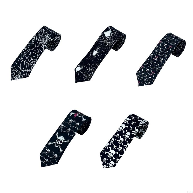 L5YA Festival Necktie with Full Print For Halloween Party DressingUp