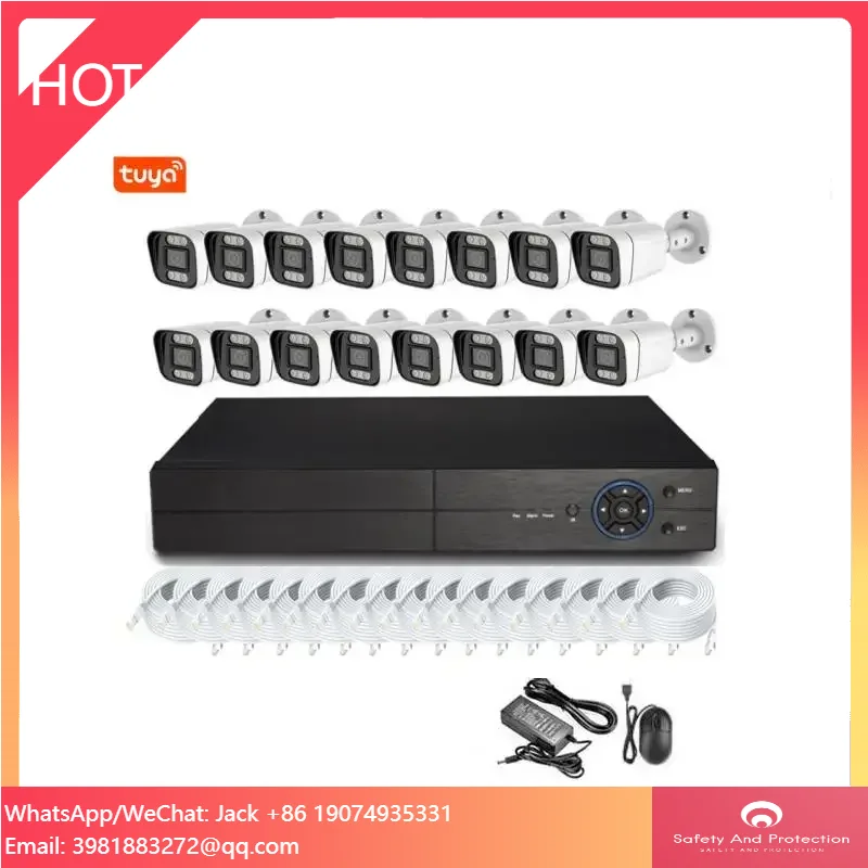 Tuya 4MP Full Color Outdoor Night Vision Metal Bullet Turret POE IP Security Camera System With Audio And Speaker