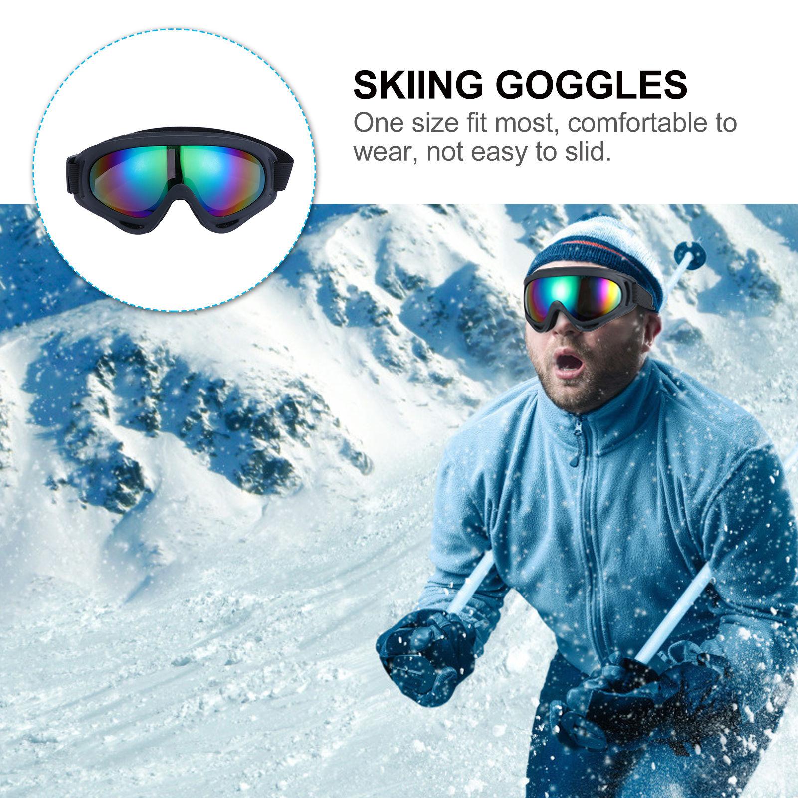 Ski Goggles PC Lens Rubber Frame Durable Windproof Sports Eyewear Cycling Hiking Motorcycle Outdoor Protection Glasses Skiing