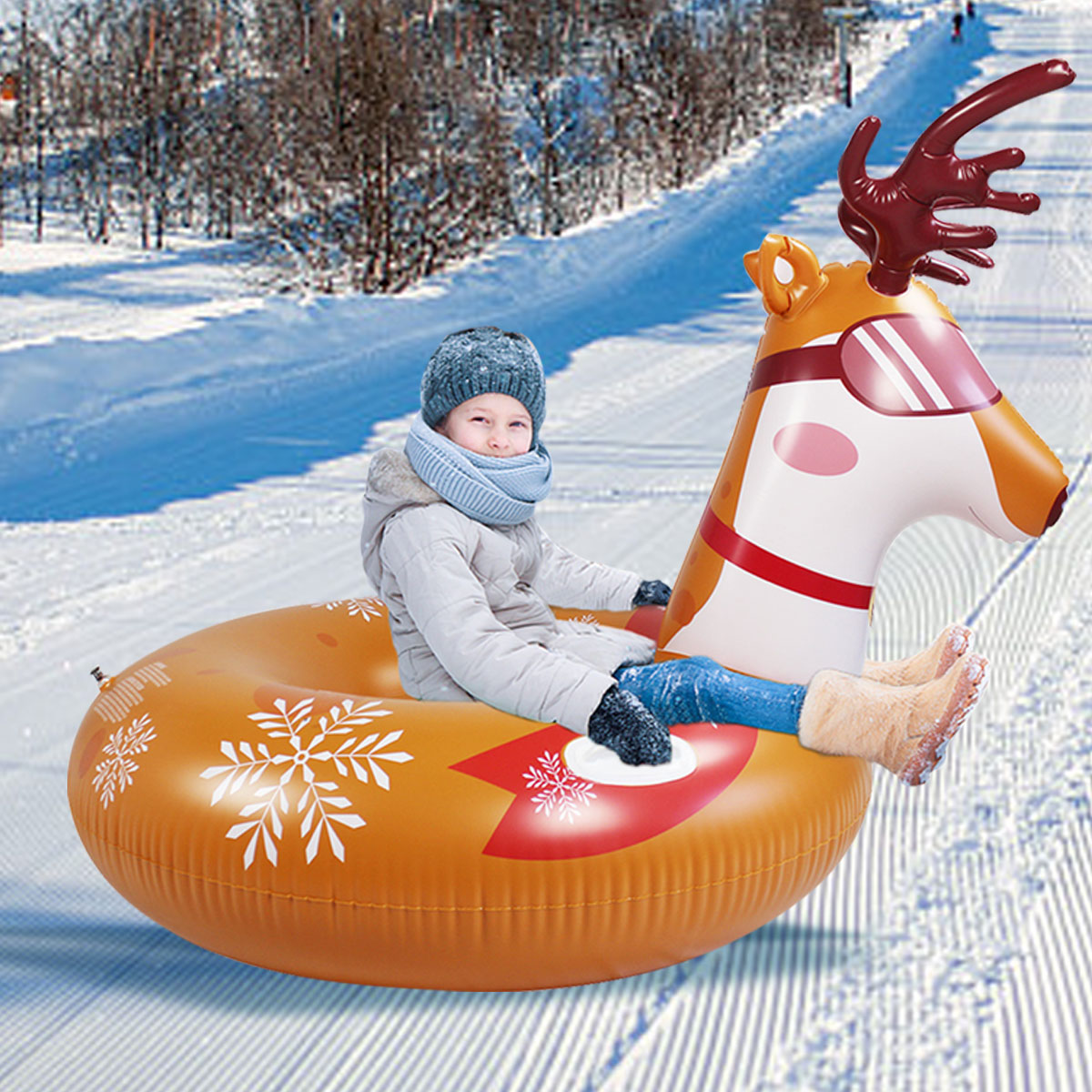 Foldable Skiing Snow Sleigh Snow Tube Kids Child Inflatable Cold-Resistant Ski Circle Kids Adult Ski Ring Skiing Thickened Sled