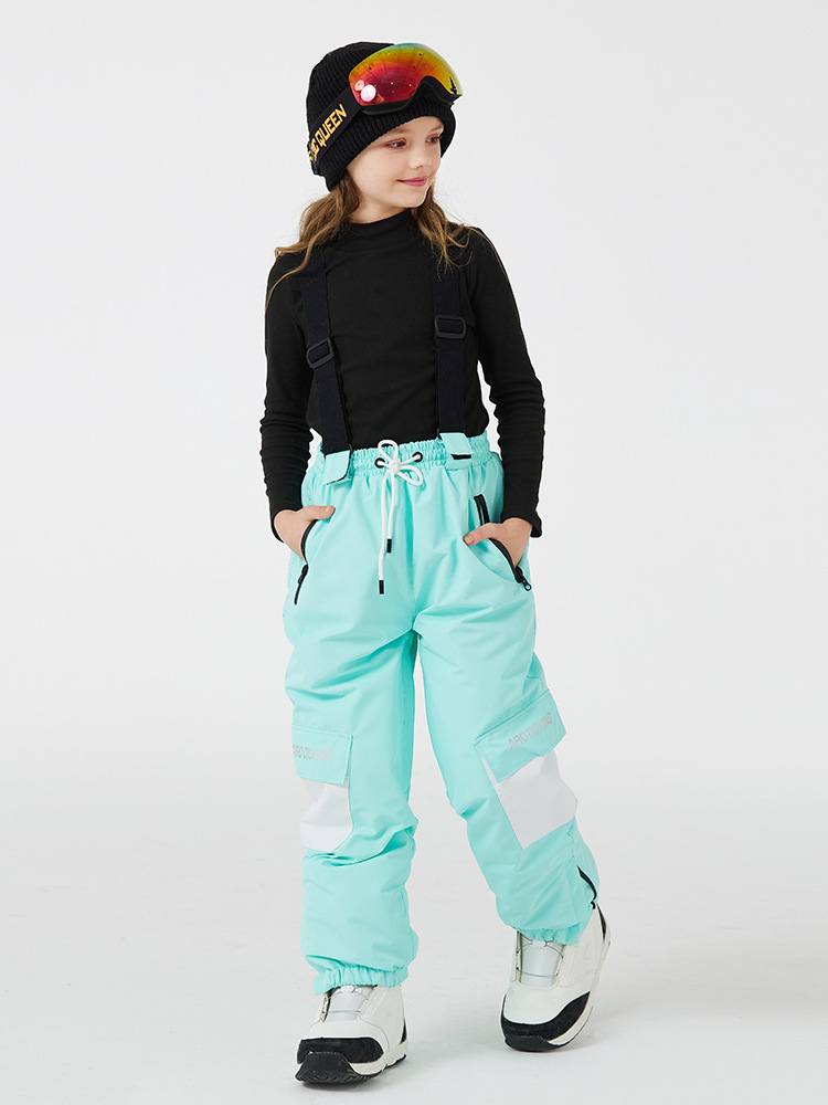 Winter Kid's Ski Pants Children Ski Bib Pants Thicken Warm Waterproof Windproof Breathable Snowboarding Outdoor Sports Girl Boy