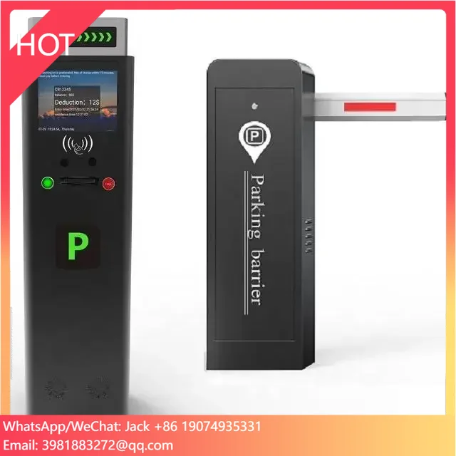 Barrier Gate With Car Parking Ticket Machine For Residential Area Parking Entrance Ticket Parking Lot Management System