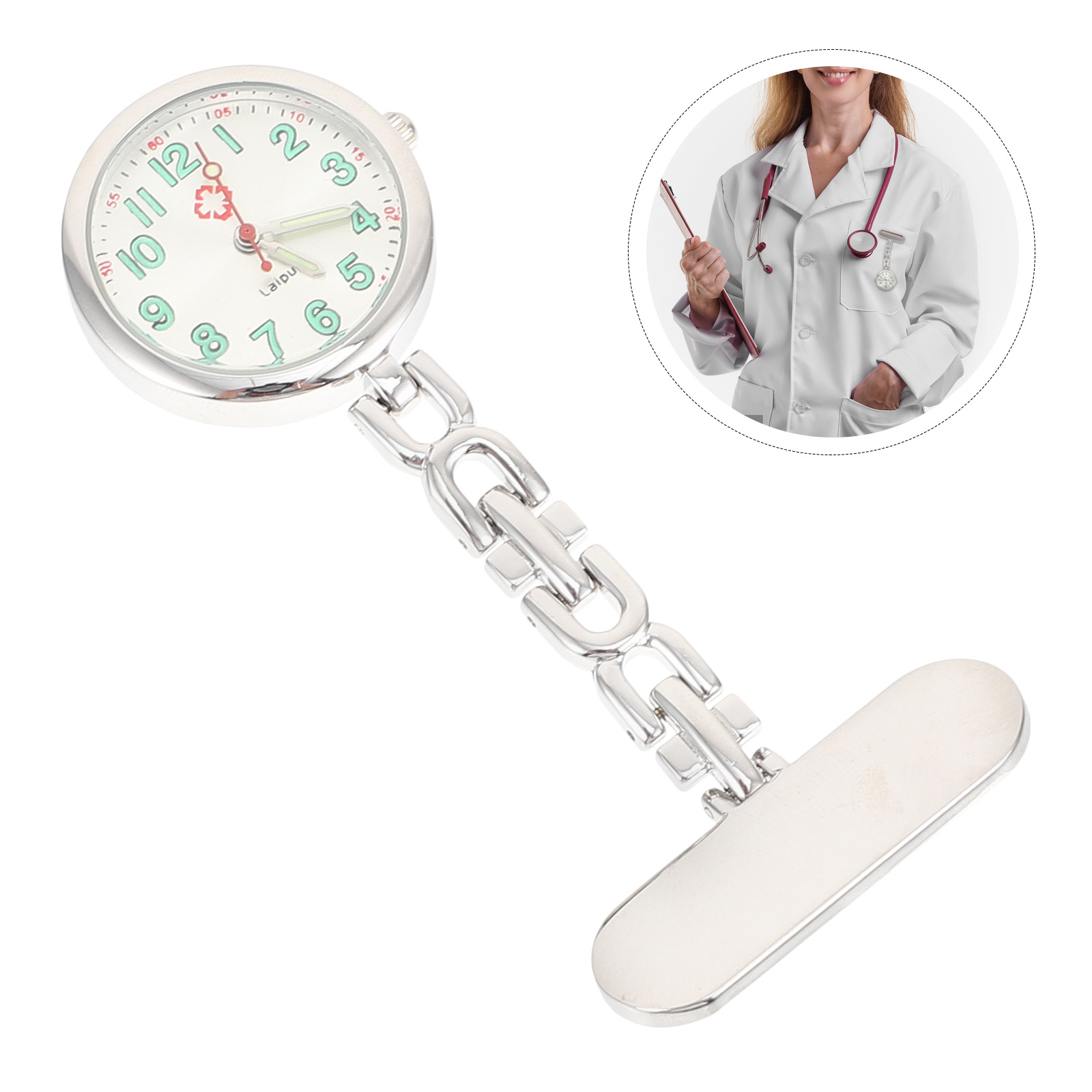 Nurse Watch Pocket Pin for Women Mineral Strengthened Glass Mirror Nursing Watches