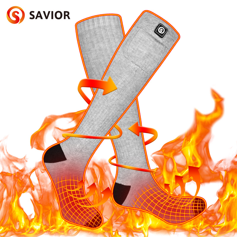 Savior Heat Battery Electric Heated Socks For Men Winter Warm Outdoor Sports Rechargeable Thermal Socks Foot Women For Cycling