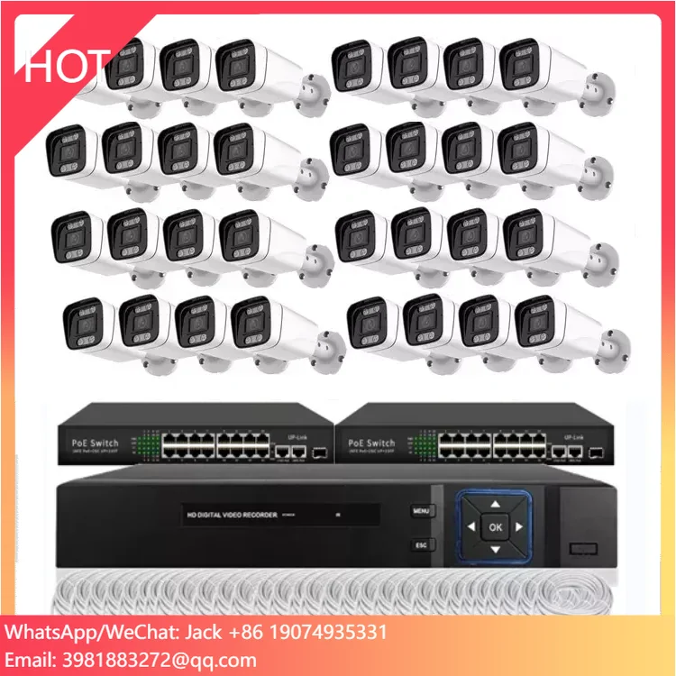 32chs 2 Way Audio 8mp 4K Face Human Detection POE CCTV Security Camera IP Module Outdoor System 4K NVR 8 MP Kit