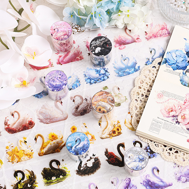Journamm 50mm*2m PET Tapes Swanl Stickers 38cm Cycle Collage Photo Album Decor Junk Journal DIY Scrapbooking Aesthetic Tapes