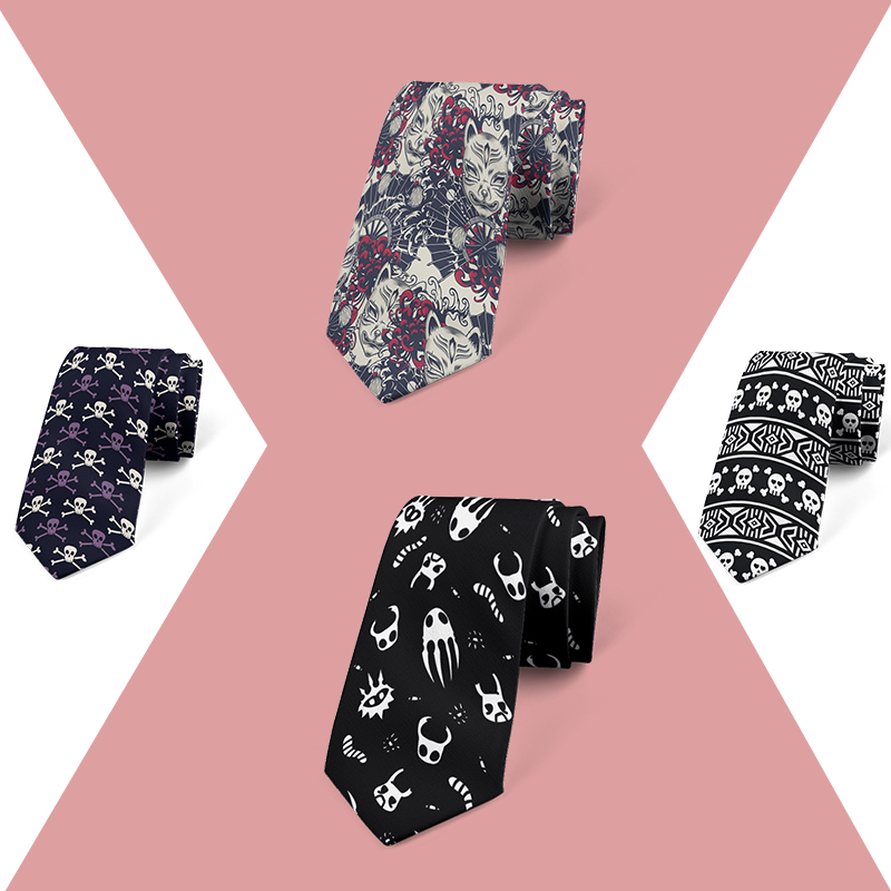 Cartoon skeleton men's and women's tie fashion casual printing novelty men's tie wedding party business gift shirt accessories