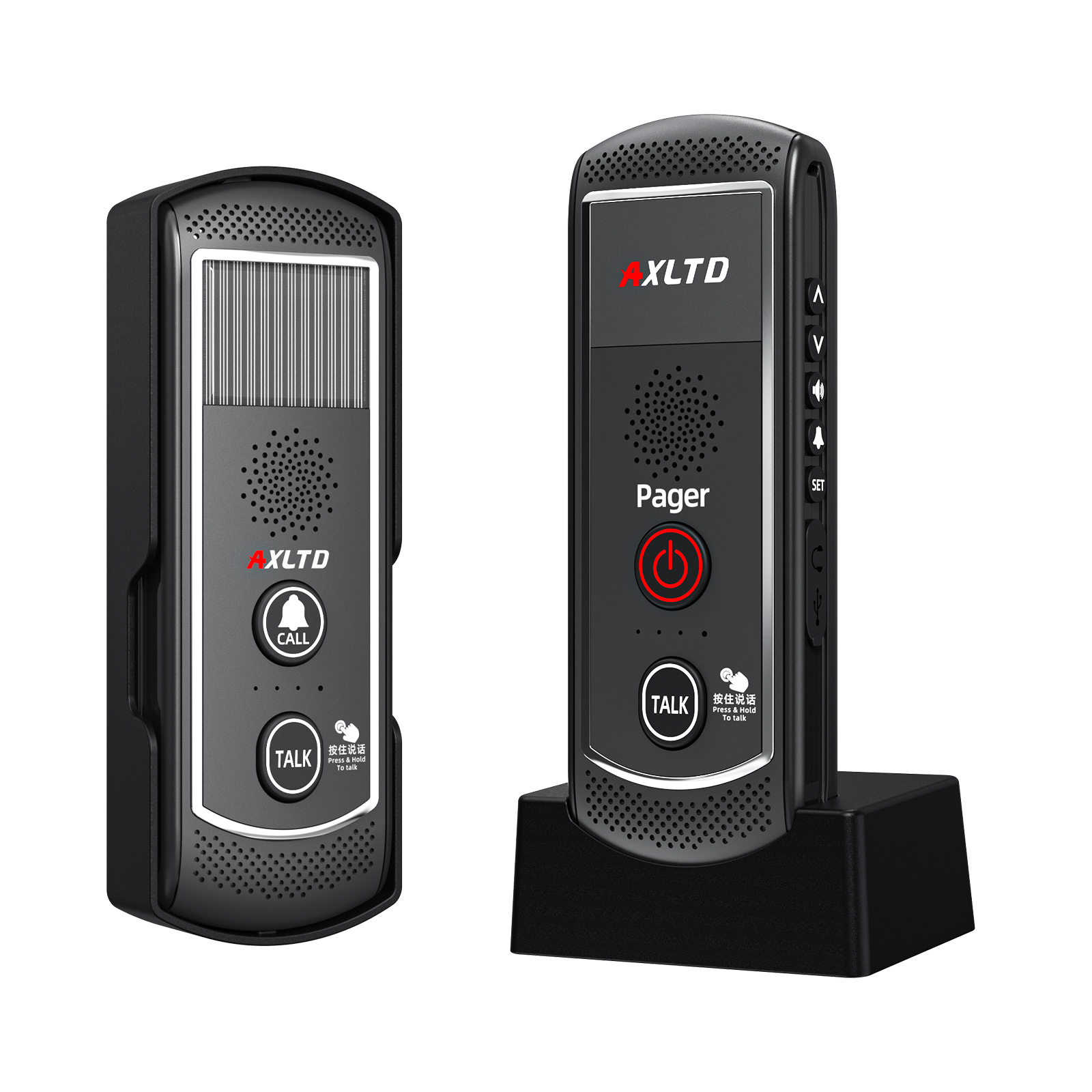 Wireless Solar-Powered 16-Channel Intercom System Waterproof Door Chime and Intercom Doorbell for Walkie Talkie