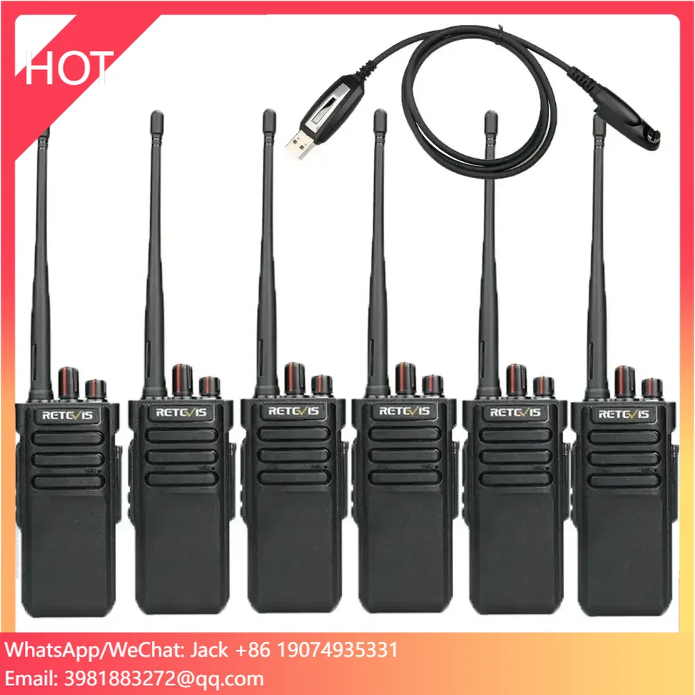 6PACK Retevis RT29 10W Long Range Encryption Walkie Talkie Scrambler UHF400-480MHz 3200mAh Scan Two Way Radio+Programming Cable