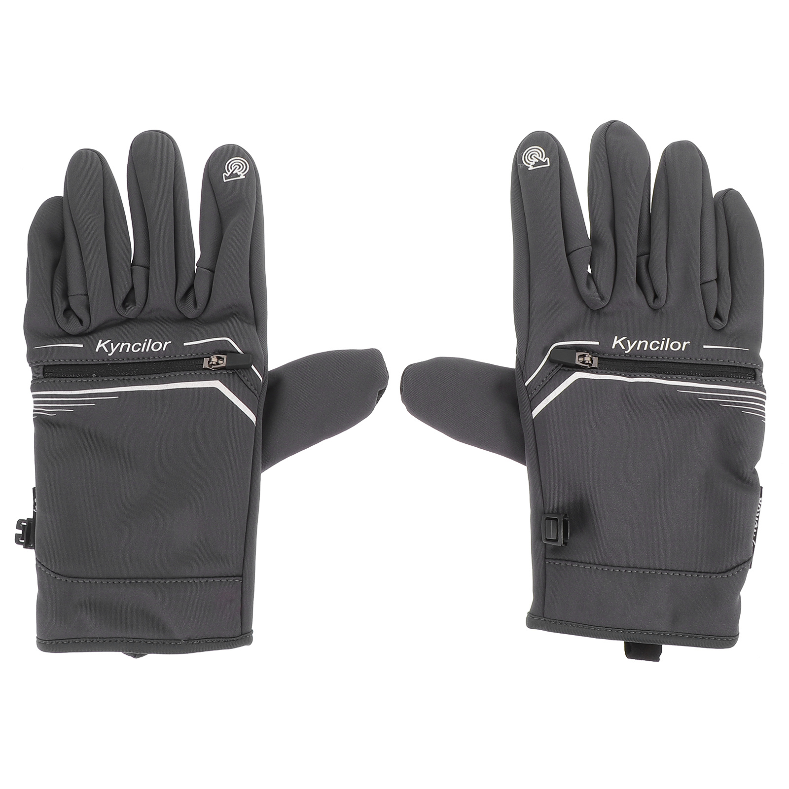 1 Pair Windproof Warmth Cycling Gloves Thickened Fleece Lining Touchscreen Compatible Outdoor Hand Protector For Skiing