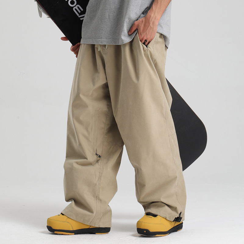 New Men's Loose Single Board Breathable Windproof Waterproof Waist Protection Simple Couple's Ski Pants Women's Skiing Trousers