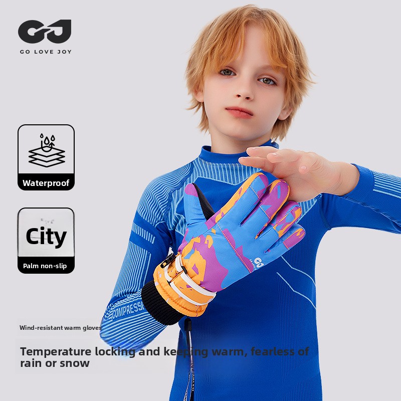 Children's Ski Gloves Boys and Girls Outdoor Sports 3M Fleece Thickened Windproof Waterproof Warm Gloves winter gloves ski