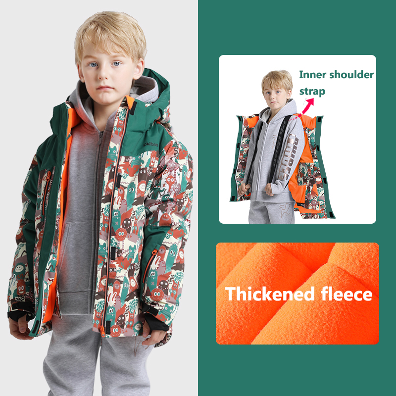 New Children Ski Top Girls Outdoor Snowboarding Jacket Boys Kids Ski Shirt Thickened Warm Windproof Waterproof Winter Clothing