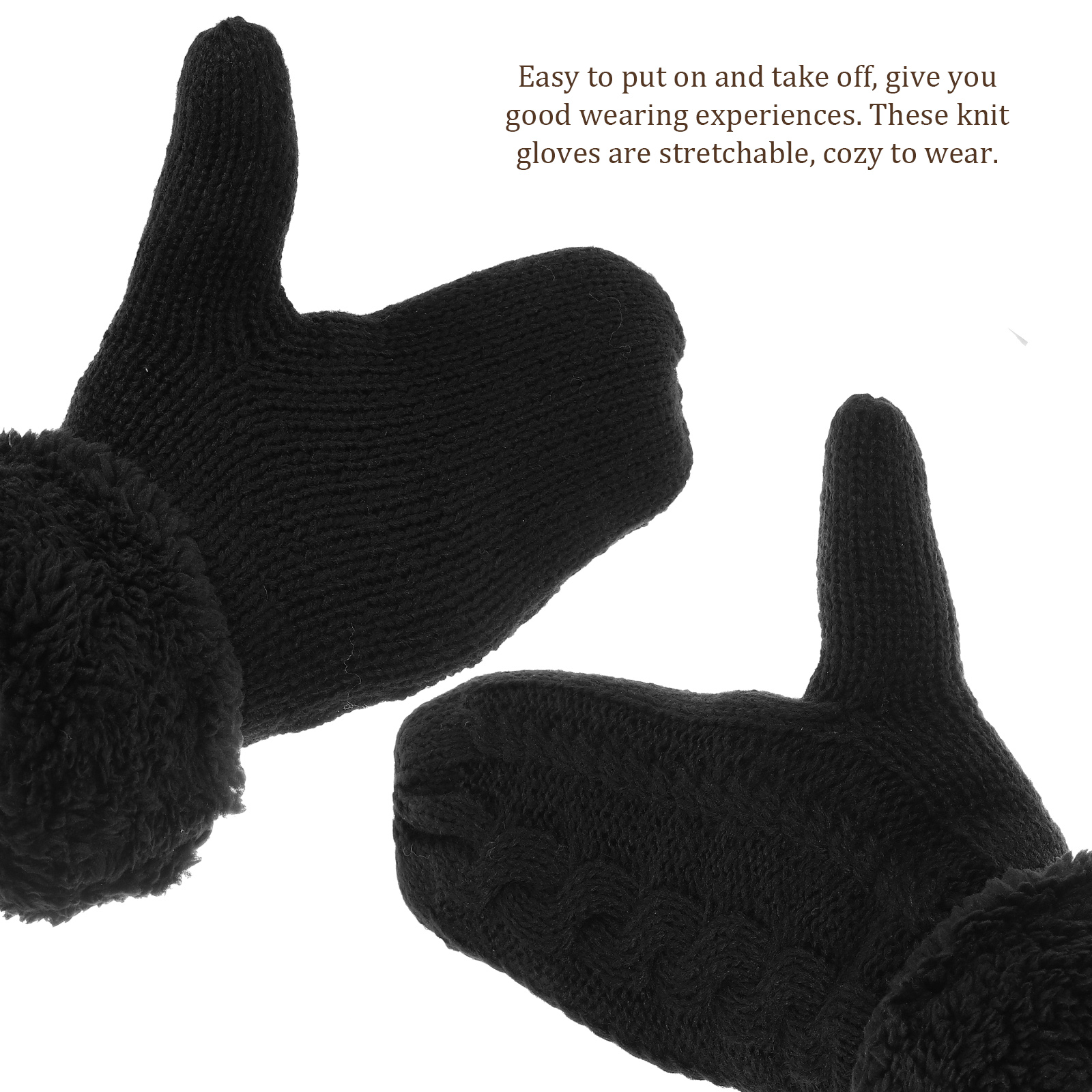 Windproof Warm Gloves Outdoor Winter Comfortable Knit Mittens Cold Weather Women Thermal