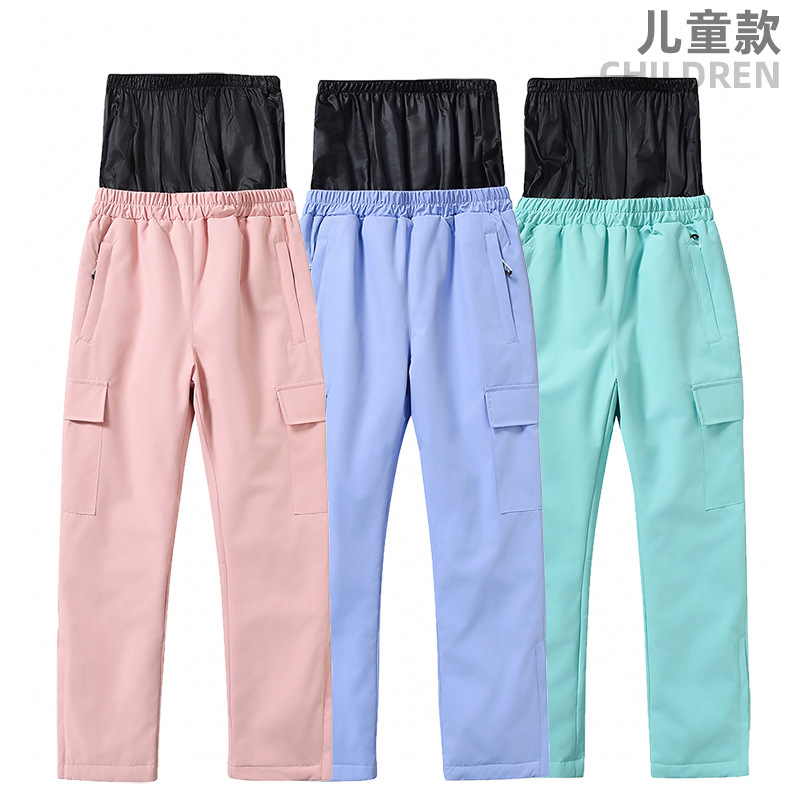 Children Ski Pants Girls Boys Winter Snowboard Trousers Thick Warm Waterproof Breathable Outdoor Pants Skiing Hiking Mountain