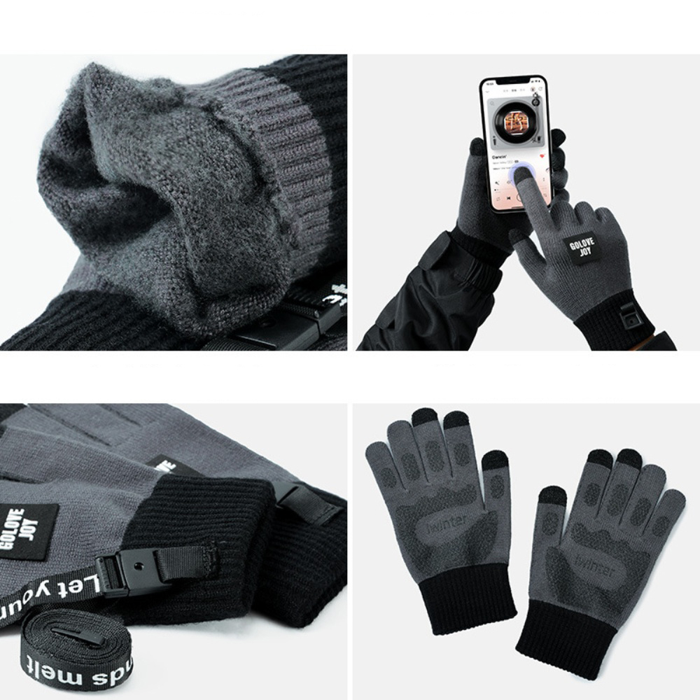 Winter Warm Full Fingers Wind Proof Cycling Motorcycle Outdoor Sports Running Ski Touch Screen Fleece Highly Elastic Gloves