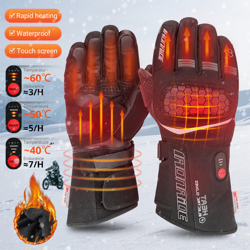 Ski Heating Gloves Winter Hand Warmer Rechargeable Motorcycle Gloves Men's And Women's Touch Screens Waterproof Gloves