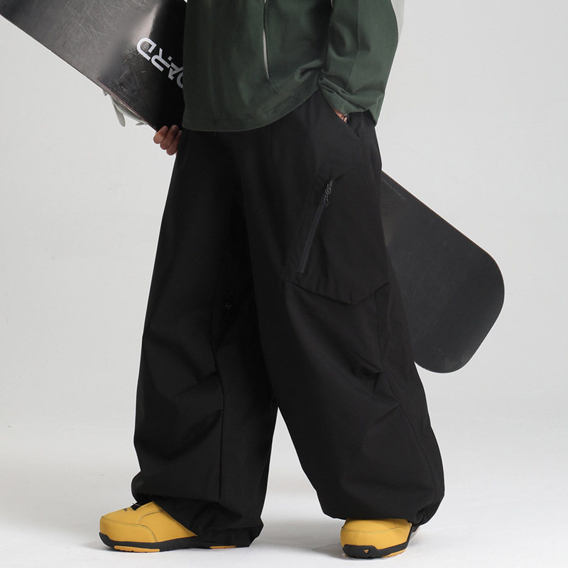 New Loose Ski Pants Women Outdoor Snowboard Windproof Waterproof Warm Solid Work Wear Clothes Breathable Skiing Trousers Men