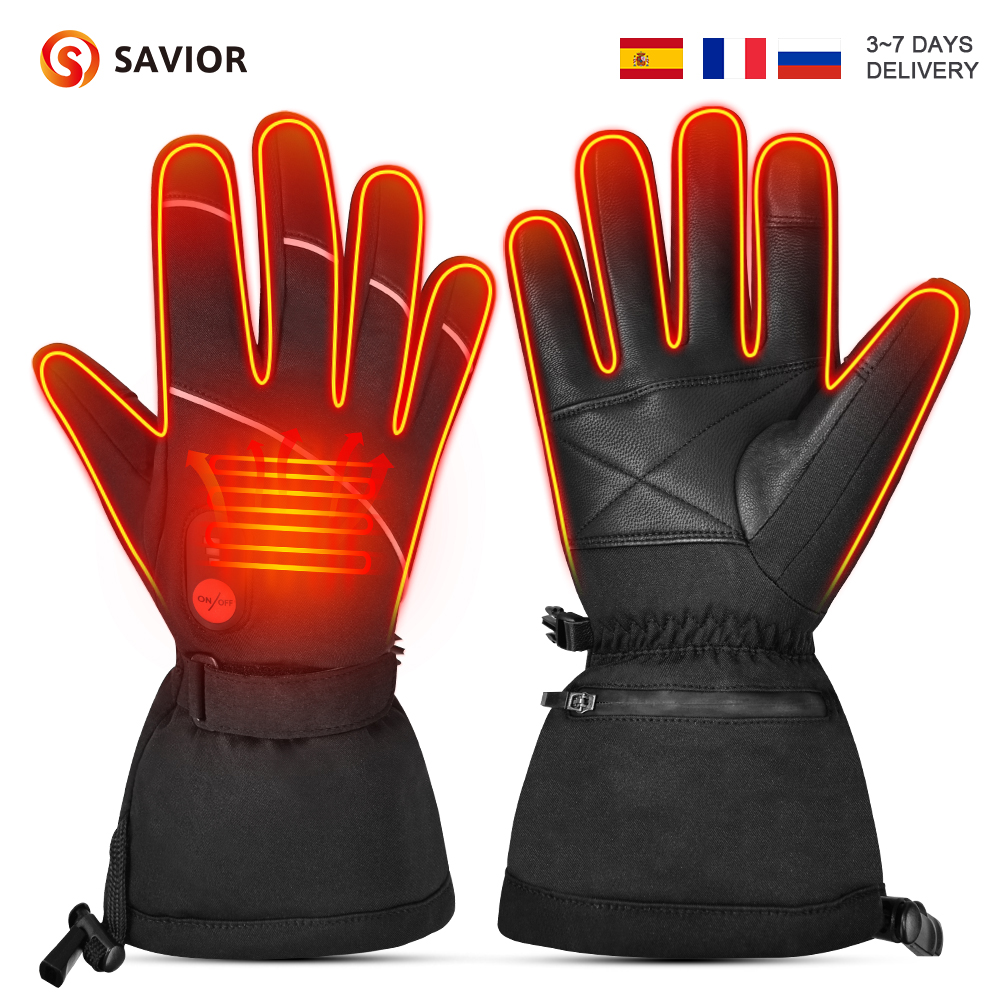 SAVIOR Winter Men Women Rechargeable Battery Heated Gloves For Skiing Motor Cycle Riding Hiking Hunting Fishing Thermal Mittens