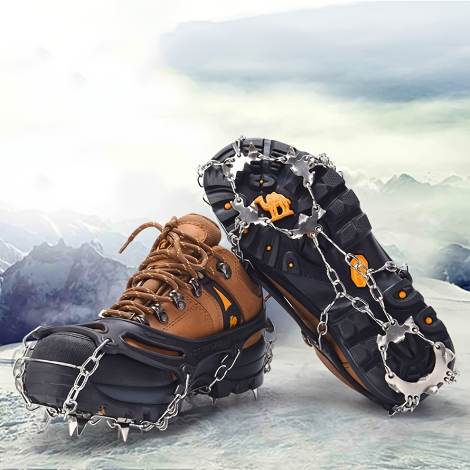 Safe Winter Walking and Running on Ice and Snow with Stainless Steel Ice Traction Cleats