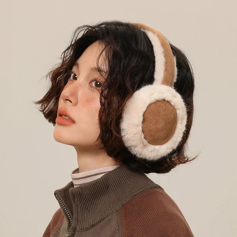 Warm Earphone Style Ear Tips for Fashionable Winter Cycling, Keeping Warm and Antifreeze, Thick Plush Ear Protection for Women