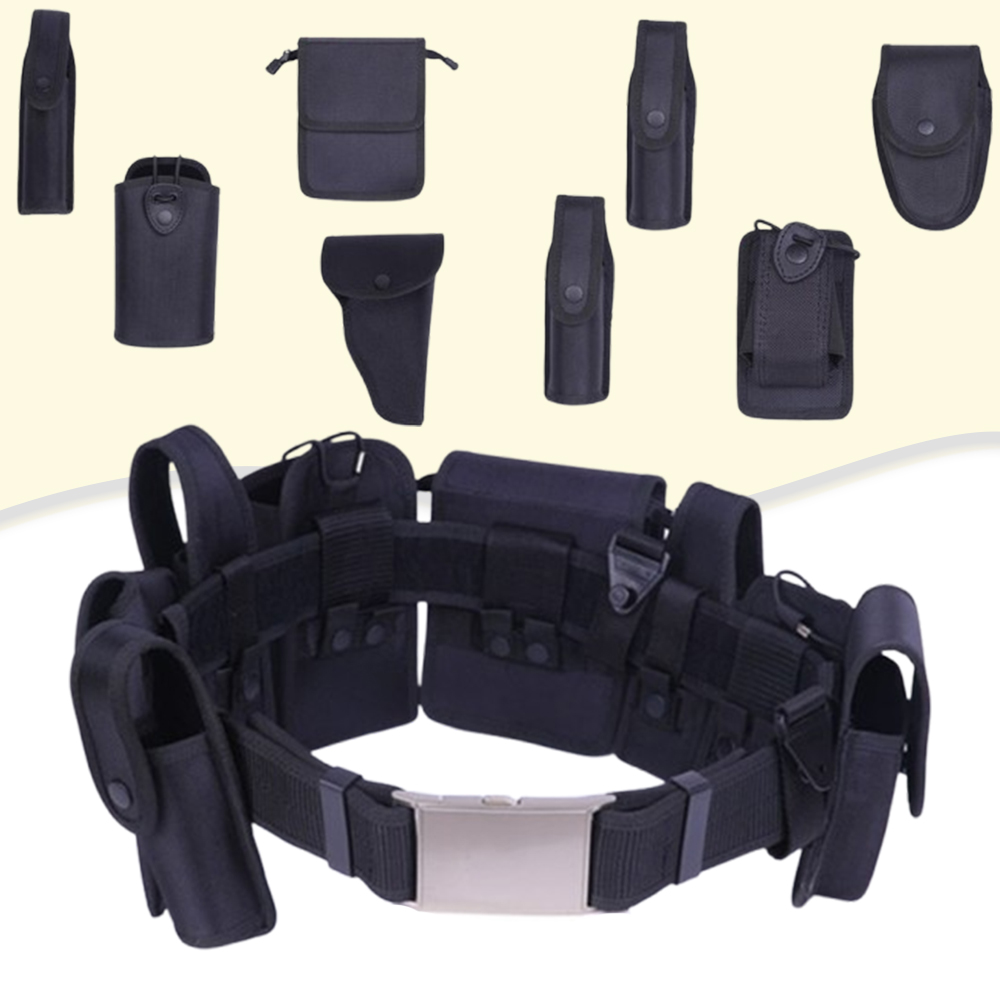 Tactical Eight Piece Belt Sets Airsoft Adjustable Utility Kit With Flashlight Pouch Walkie Talkie Package for Hunting CS Game