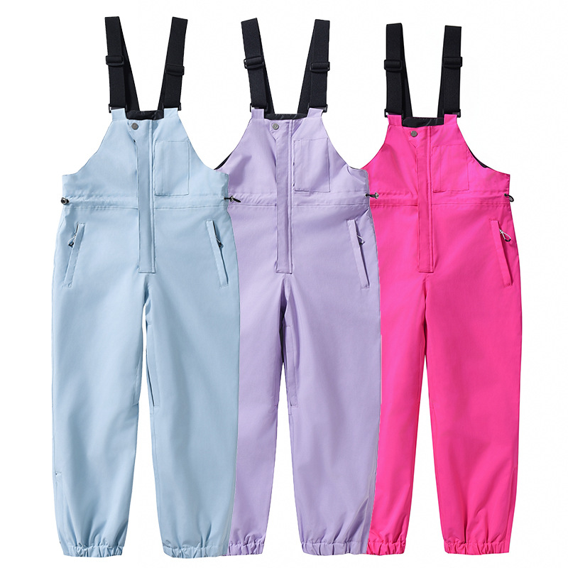 Winter Thick Kids Ski Bib Pants for Children Waterproof Windproof Thermal Outdoor Sports Keep Warm Snowboarding Pants Girls Boys