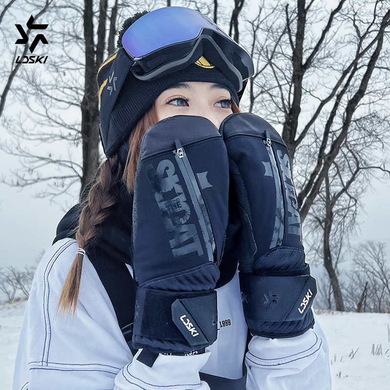 LDSKI Ski Gloves Men Thermal Women Winter Breathable Waterproof Non-Slip Snowboard Moto Snow Touchscreen Free Liner Mittens