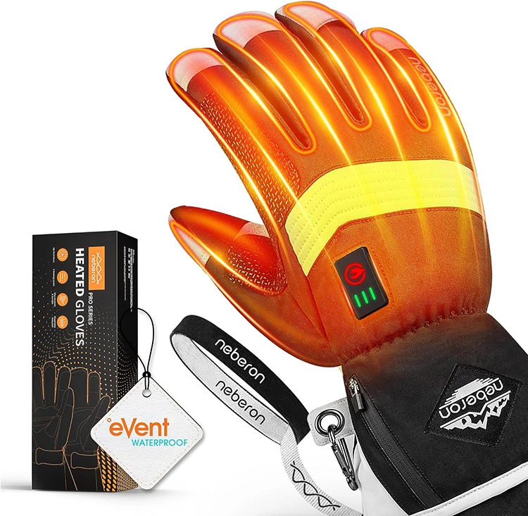Neberon Ski Heated Gloves Electric Heated Work Gloves Rechargeable 7.6V Battery 8.5h Warmth Waterproof Event Heating Glove