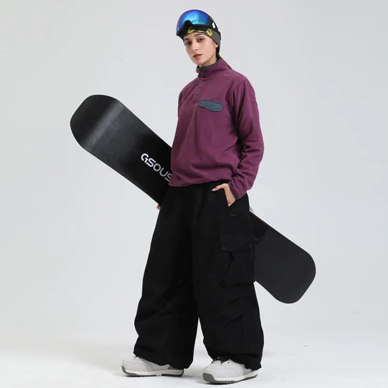 2025 New Ski Pants Men's Corduroy Winter Ski Pants Double Board Windproof Breathable Sports Loose Outdoor Women's Pants