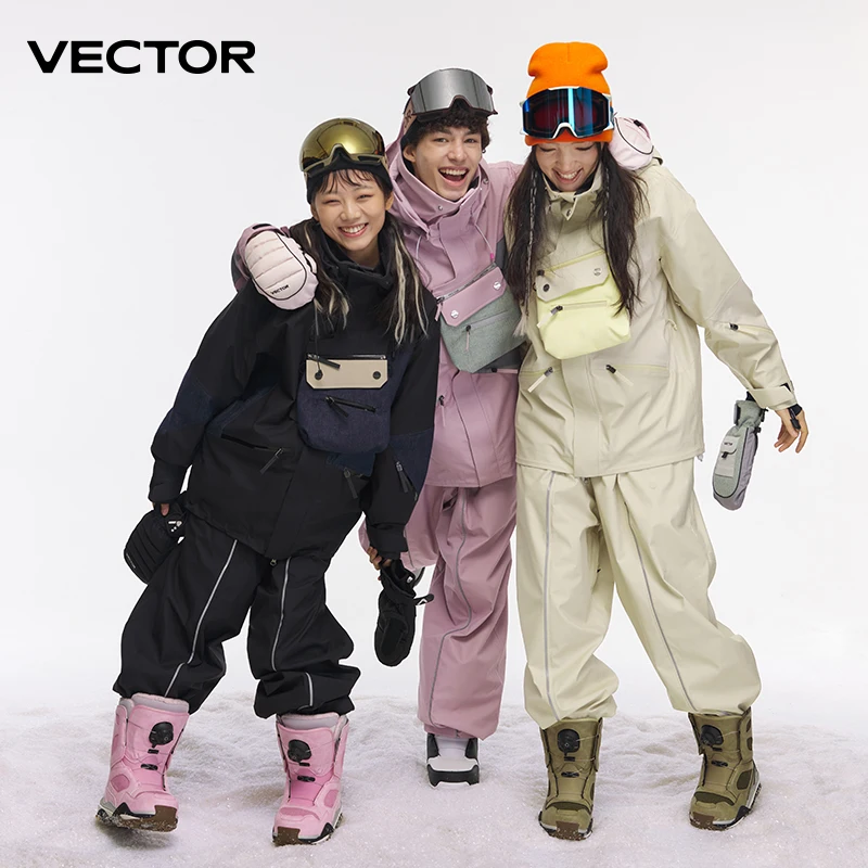 VECTOR Ski Suit Set Women Man Winter Women Jackets and Pants Warm Waterproof Women Jackets Pants Outdoor Ski Bike Camping