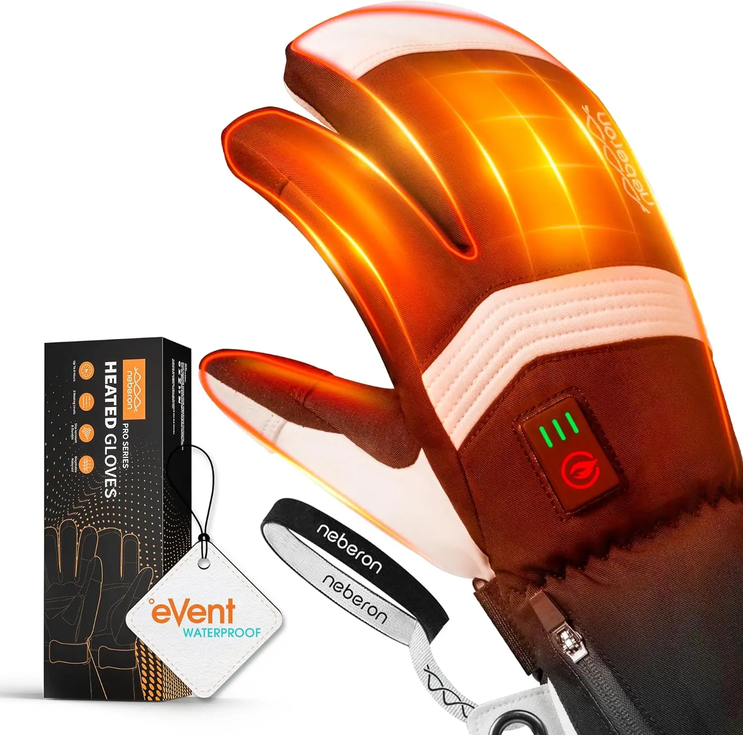 Neberon Three Crab Fingers Heated Gloves 7.6V Rechargeable Battery Electric Event Waterproof Breathable Winter Heated Gloves