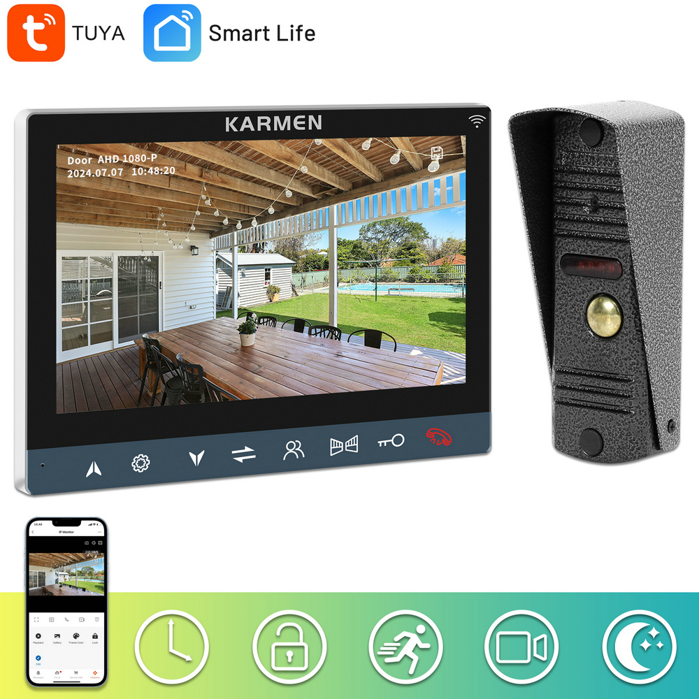 Wireless Video Intercom Entry System 7 inch WiFi Doorbell 1080P Call Panel Camera Support Motion Detection for Home security kit
