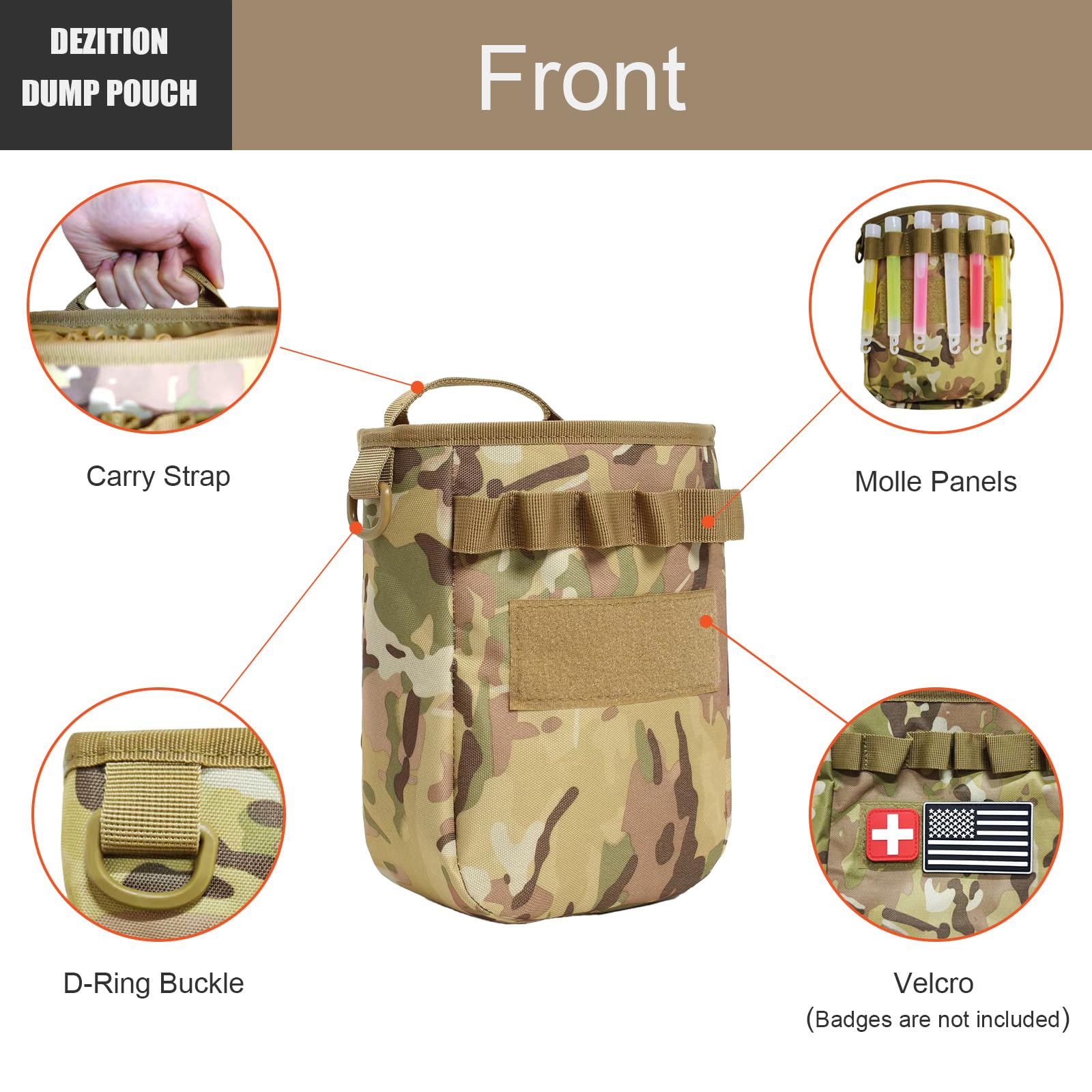 FANDAO Molle Dump Pouch 600D Nylon Tactical Mag Dump Pouch Large Ammo Pouch Airsoft Magazine Utility Belt Backpack Accessories