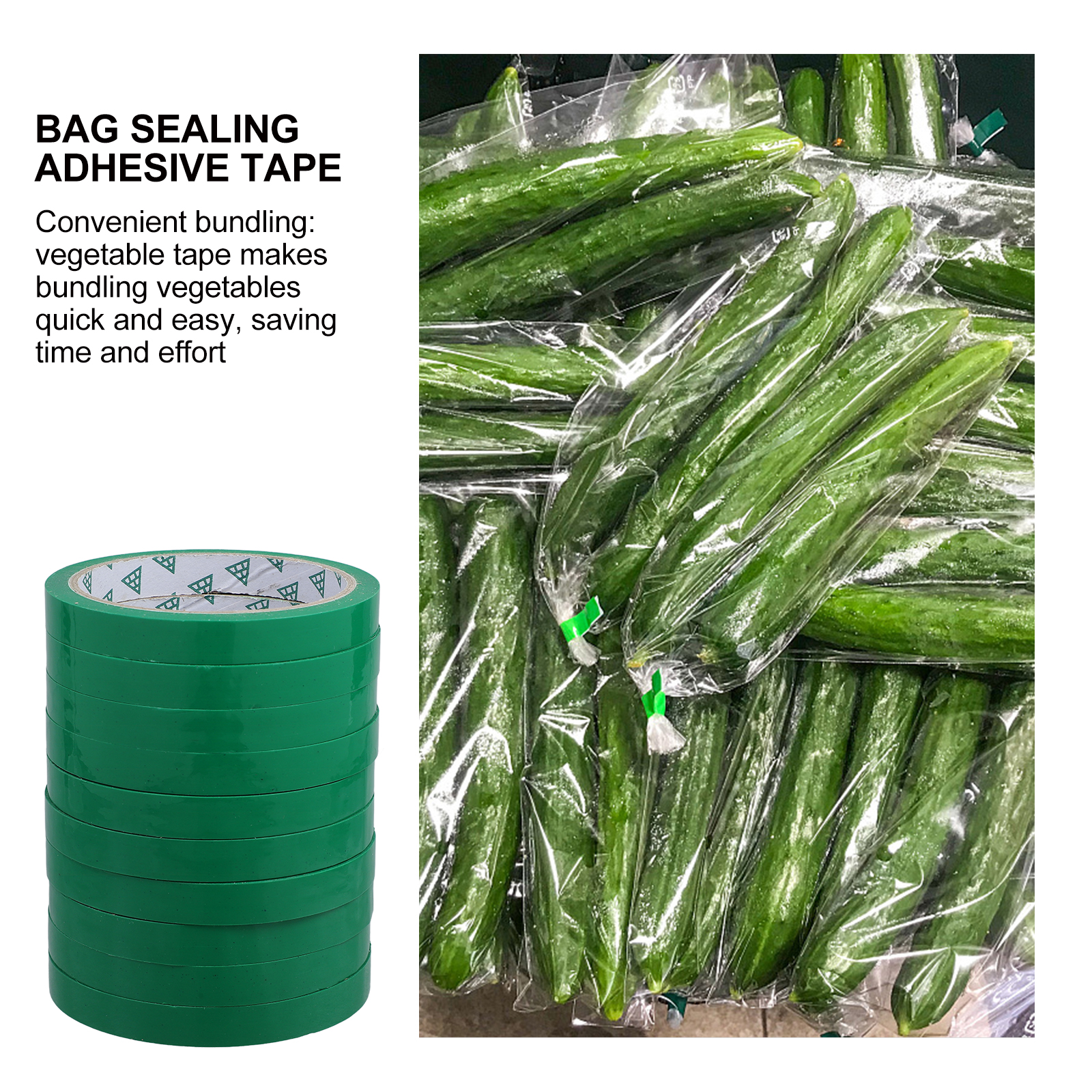 10pcs Vegetable Tape Adhesive Fresh Machine Bag Sealing Polypropylene Heavy Duty Colorful Produce Packaging Ties Supermarket