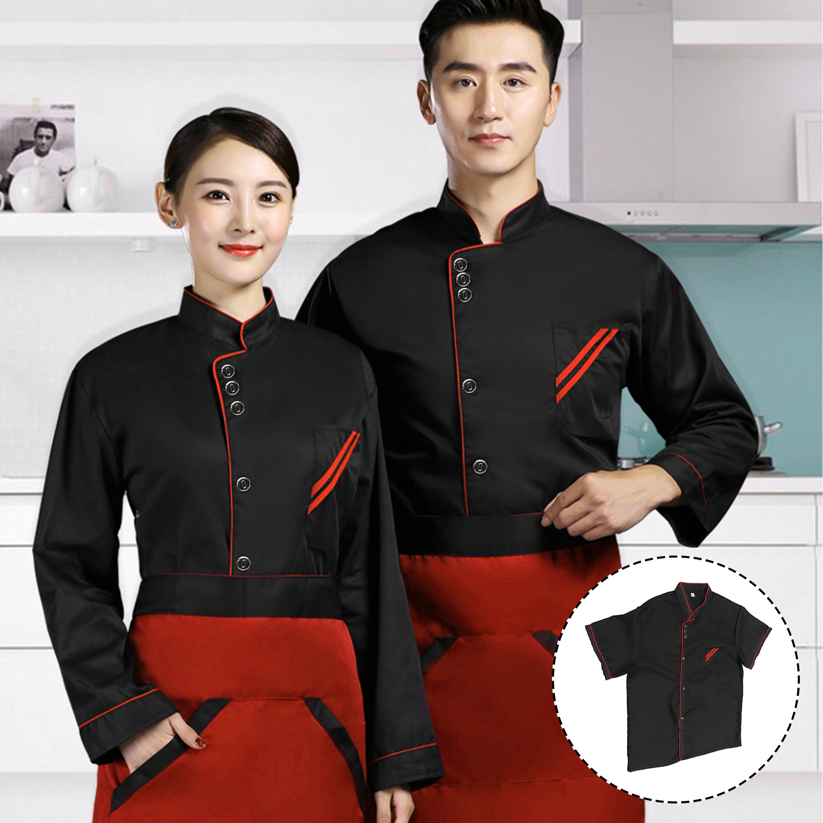 Premium Short Sleeve Men Women Oil Resistant Wear Resistant Easy Wash Loose Kitchen Restaurant Hotel Catering
