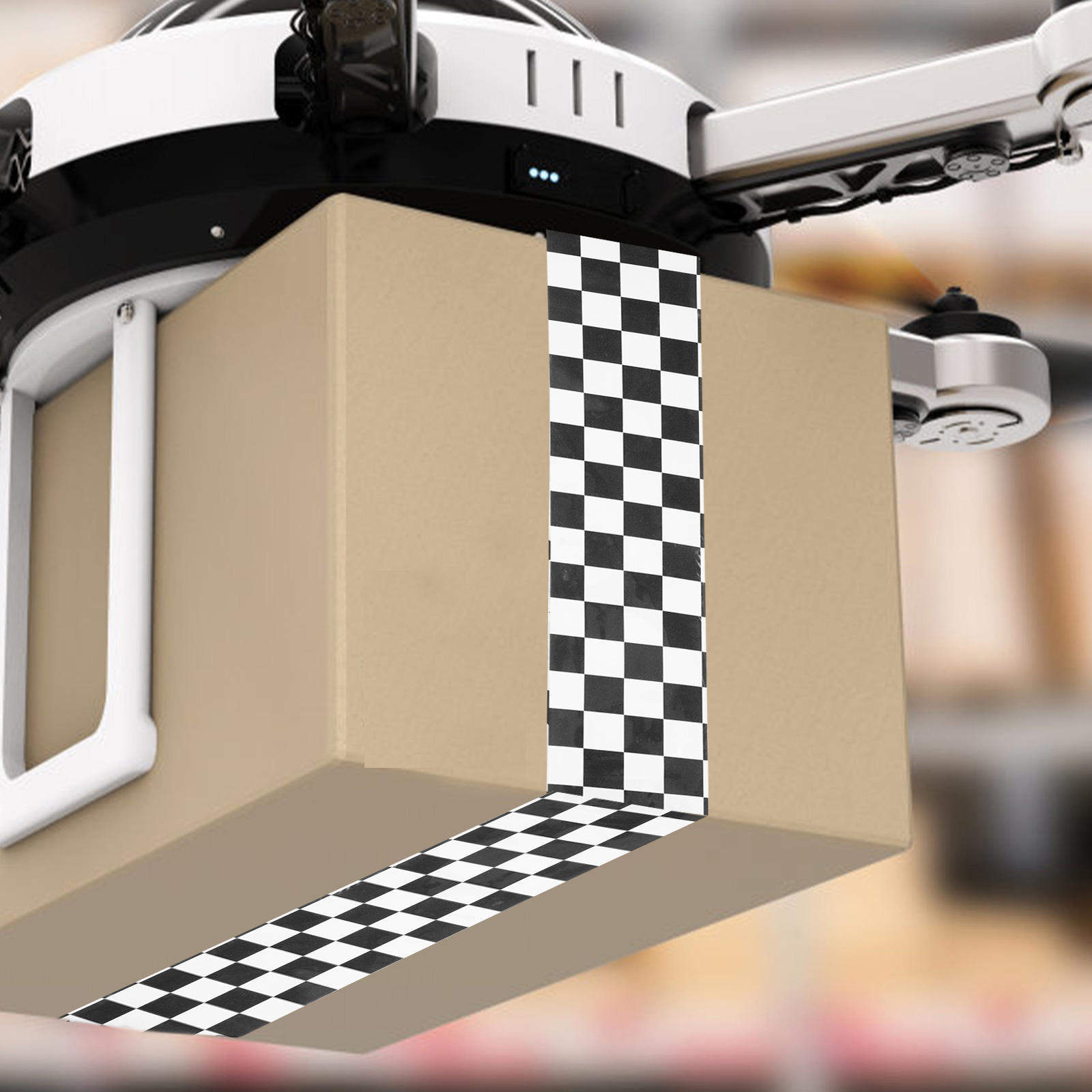 1 Roll Black White Checkered Packing Tape For Shipping Delivery Sealing Package Wrapping Sealing Machine Use Festival