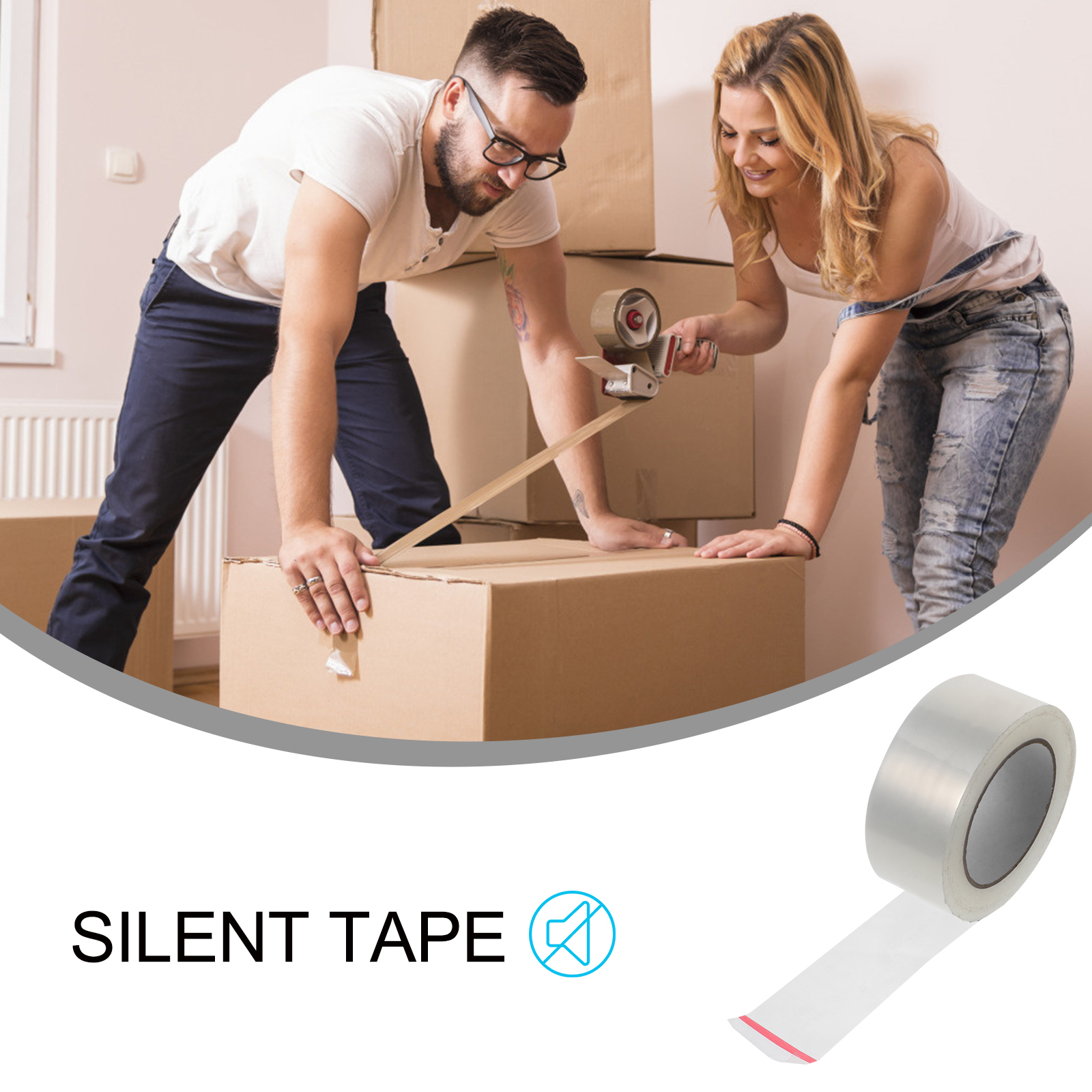 Silent Tape Premium Material Lightweight Compact Reduce Noise Home Supplies Shop DIY Box Package Clear Sealing Packing Adhesive