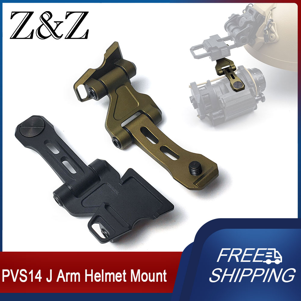 Z&Z J Arm Metal Hunting Helmet Mount Kit for PVS-14 Night Vision Bracket Adapter Dovetail Monocular Tactical Hunting Accessories
