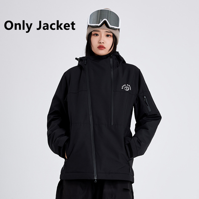 New Winter Hooded Thermal Ski Jacket Woman Man Solid Color Windproof Waterproof Snowboard Sports Breathable Durable Skiing Tops